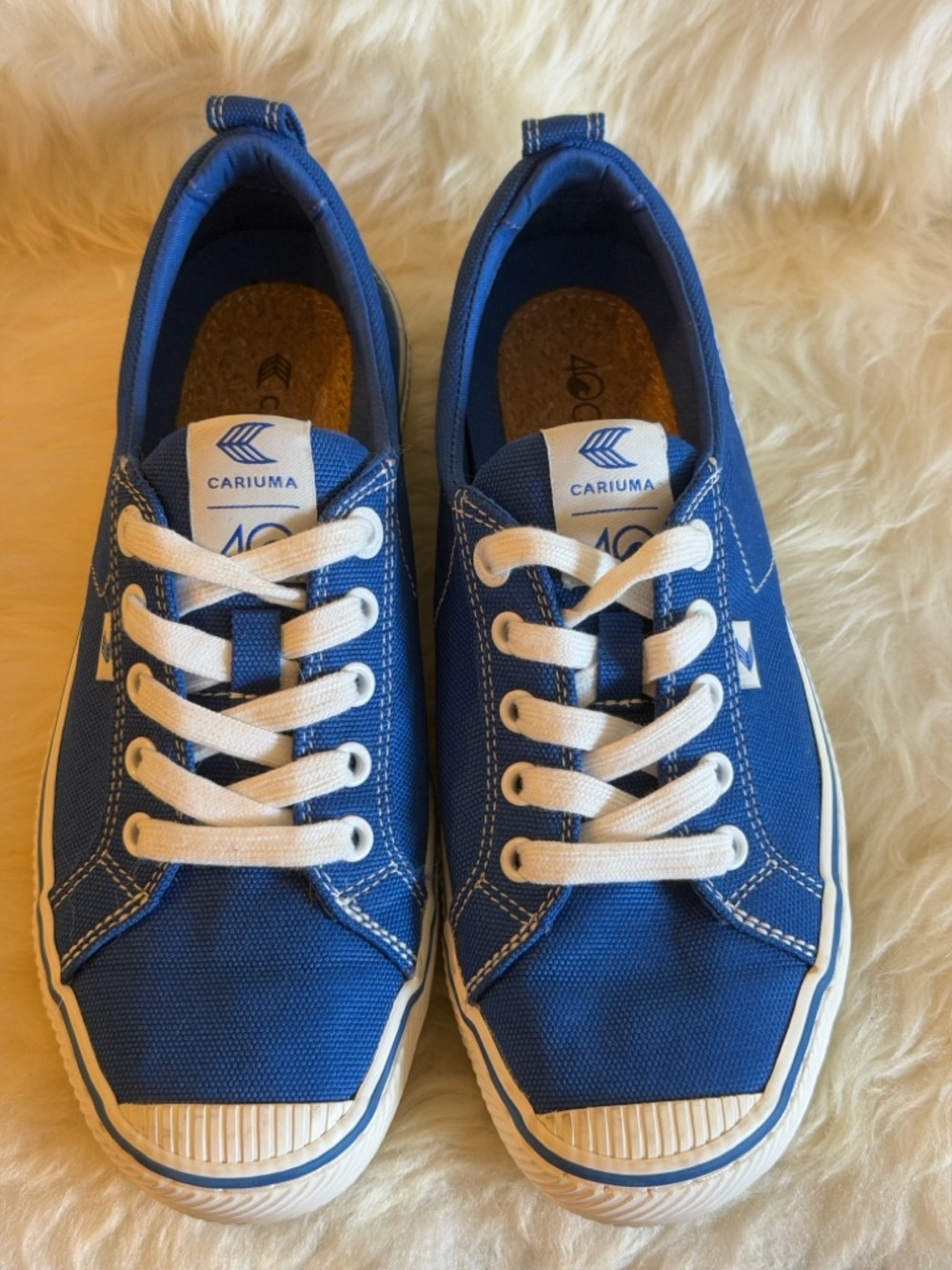 Cariuma x 4ocean Royal Blue Canvas Low-Top Sneakers with White Laces